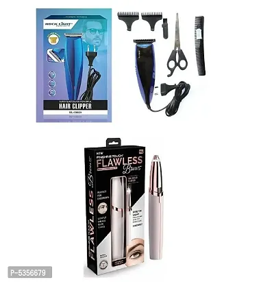 Rocklight RL-C8020 Runtime: 45 min Trimmer for Men & Women and Flowless Eyebrow Hair Remover Pack of 2 Combo-thumb0