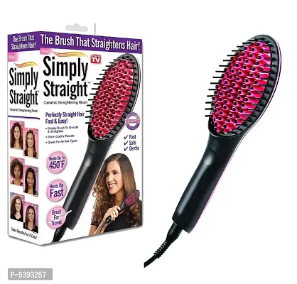 Simply Straight Ceramic Hair Straightening Brush, (Black, Pink)