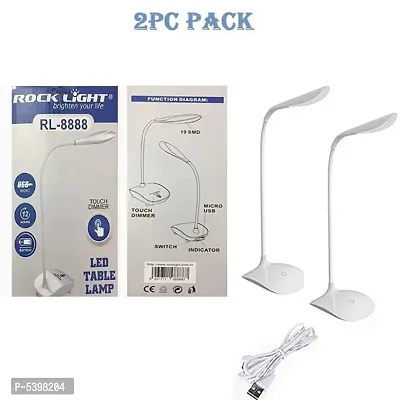 Rocklight RL 8888 Rechargeable Touch Dimmer Plastic LED Study Table Lamp (White) Pack of 2 Combo