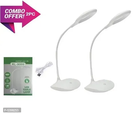 Rock Light RL - 9999 Rechargeable Touch Dimmer with 16 SMD Study Led Table Lamp (White) Pack of 2 Combo