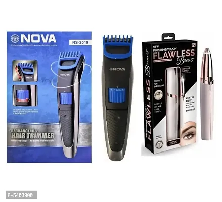 Nova NS-2019 Runtime: 60 min Trimmer for Men and Flowless Eyebrow Hair Remover Pack of 2 Combo