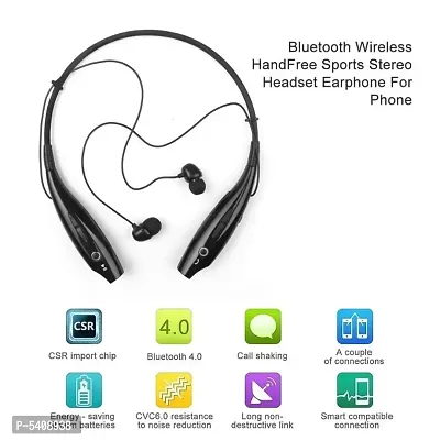 HBS 730 Wireless Neckband Bluetooth Earphone Headset Earbud Portable Headphone Handsfree Sports Running Sweatproof Compatible Android Smartphone Noise Cancellation - (Black)-thumb0