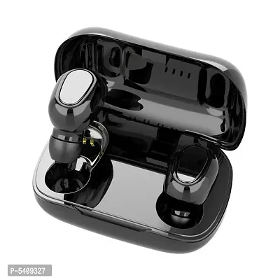 L21 Wireless Earphone Mini Bluetooth 5.0 Headphone Sport Wireless Earbuds HD Call Stereo Headset Sound with Mic Charging Box for Smartphone (Black)-thumb0