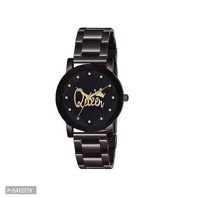 Queen Wrist Fashion Design Classy Trending Watch Girl's Analog Watch (Black)