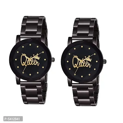 Queen Wrist Fashion Design Classy Trending Watch Girl's Analog Watch (Black) Pack of 2 Combo