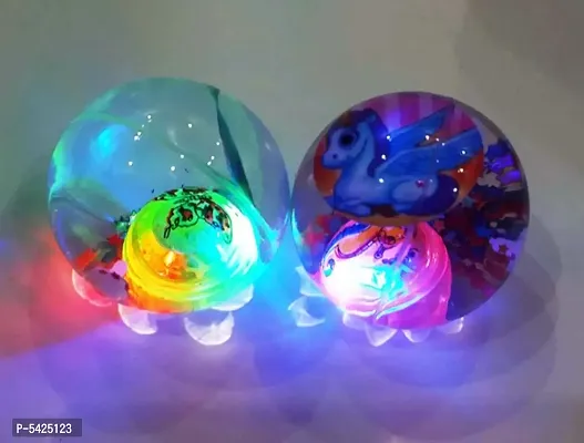 Dhinchak PVC Bouncing LED Flashing Inside Ball, 2 PC Pack (Multicolor)-thumb0
