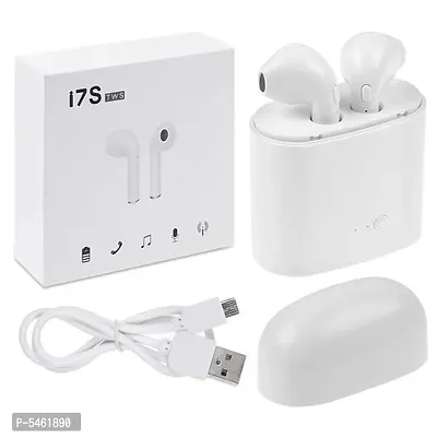 I7 Double Bluetooth In the Ear Headset Earphone with Mic (White)-thumb0
