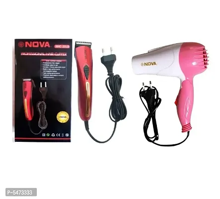 NOVA NHC-201B Runtime: 45 Trimmer for Men  Women and Nova NV-1290 Professional Foldable 1000w Hair Dryer Pack of 2 Combo-thumb0