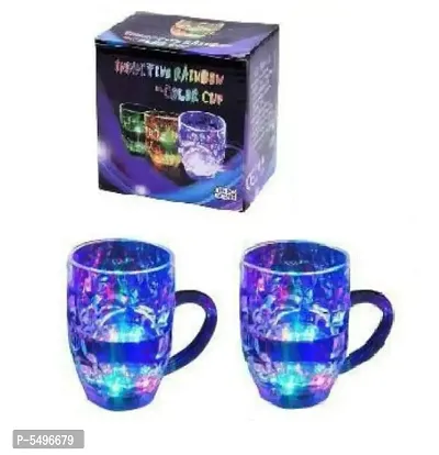 Rainbow Magic Color Cup with LED Light Party, Kids, 1 Unit, Capacity 250 ml Plastic Tumbler  (250 ml) ( 2 Piece)