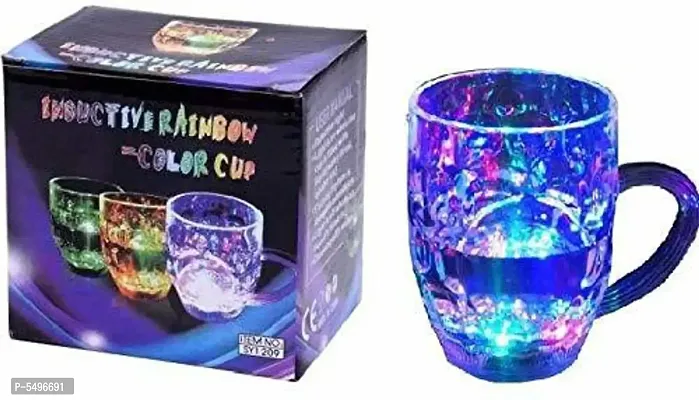 Style Mania Led Glass up Inductive Rainbow Color Changing Flashing Light Up Plastic (250 ml) Plastic Beer Mug ( 1 Piece)