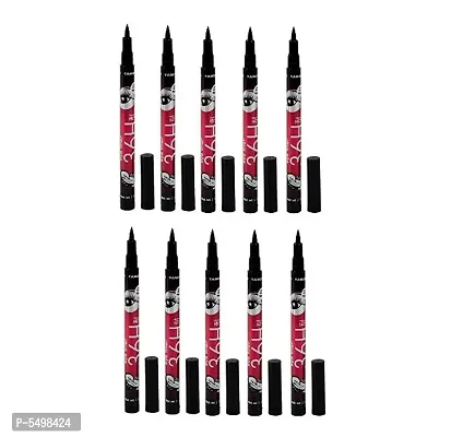 36 Hour Waterproof Eyeliner Pencil Pack of 10 Pcs (Black)