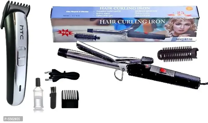 HTC AT-1102 Professionl Runtime: 45 Trimmer for Men and NOVA NHC-471B Electric Hair Curler Iron Pack of 2 Combo