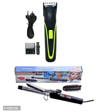 Super JY-8802 Runtime: 45 min Rechargeable Trimmer for Men and NOVA NHC-471B Electric Hair Curler Iron Pack of 2 Combo-thumb0