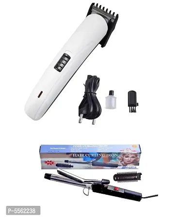 Super JY-8803 Rechargeable Runtime: 45 min Trimmer for Men and NOVA NHC-471B Electric Hair Curler Iron Pack of 2 Combo