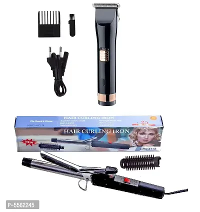 Super JY-8805 Runtime: 60 min Rechargeable Trimmer for Men and NOVA NHC-471B Electric Hair Curler Iron Pack of 2 Combo