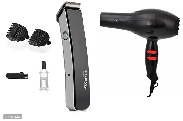 Nova NHT-1045 Runtime: 45 min Cordless Beard Trimmer for Men and NOVA NV-6130 1800w Professional Hair Dryer Pack of 2 Combo-thumb0