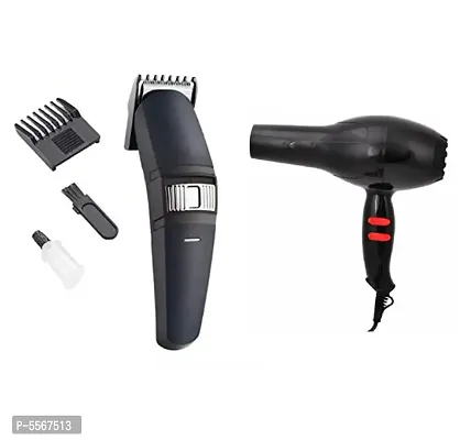 HTC AT-516 Rechargeable Runtime: 45 min Trimmer for Men and NOVA NV-6130 1800w Professional Hair Dryer Pack of 2 Combo