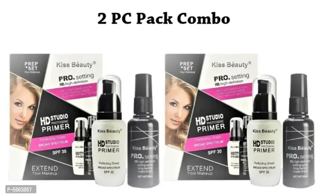 HD Studio Professional Makeup Set Pack of 2 Combo (HD Studio Photogenic Primer+Pro setting Spray long lasting matte finish)