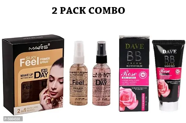 2in1 Silky Feel Primer  Makeup Setting Spray Transparent Primer and Dave BB Blemish Balm Cream 60g Foundation Pack of 2 Combo