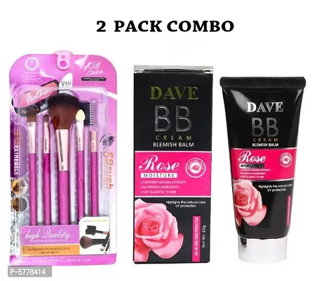 Kill Cover Colors Queen Face Feather Eyeshadow Stick Brushes Set of 5 and Dave BB Blemish Balm Cream 60g Foundation Pack of 2 Combo-thumb0