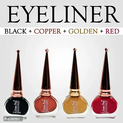 London Pride Waterproof Liquid Eyeliner - Pack of 4 (Black, Copper, Golden, Red)
