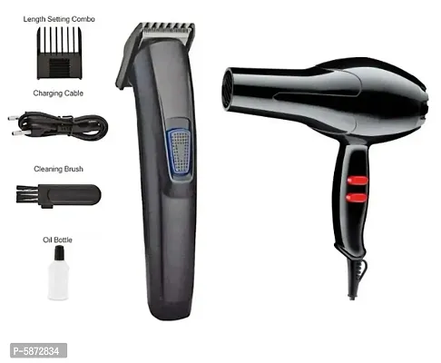 HTC AT-522 Rechargeable Cordless Trimmer and 1800W  Professional Hair Dryer Pack of 2 Combo