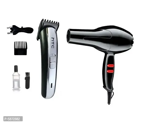 HTC AT-1102 Runtime: 45 min Trimmer and 1800W  Professional Hair Dryer Pack of 2 Combo