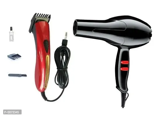 Nova Nhc 201B Professional Hair Clipper Trimmer And 1800W Professional Hair Dryer Pack Of 2 Combo Hair Styling Combs