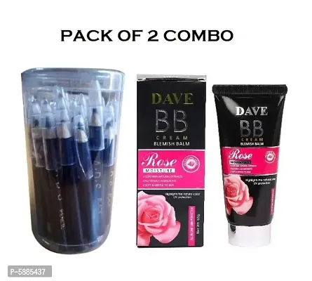ADS Black Pencil Eyeliner 36 Pieces Pack and Dave BB Blemish Balm Cream 60g Foundation Pack of 2 Combo