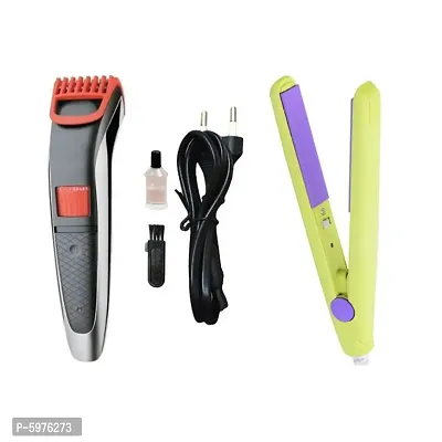 NS-2019 Rechargeable Cordless Beard Trimmer and Professional Mini Hair Straightener Pack of 2