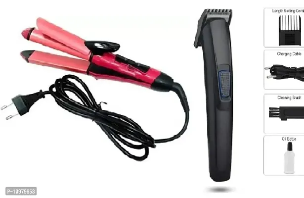 2 In 1 Hair Straightener Plus Curler with Ceramic Plate, Pink