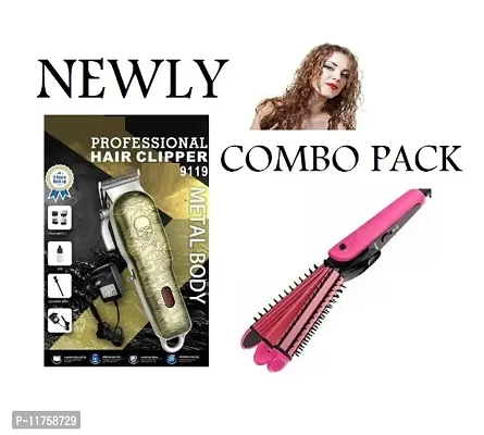 THE PROFESSIONAL 9119 TRIMMER WITH 3IN1 HAIR STRAIGHTENER IN MULTI COLOR COMBO PACK