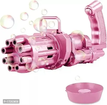 Amazing 8-Holes Gatling Gun Bubble Maker with 1 Solution Water Gun in Assured Color-thumb0