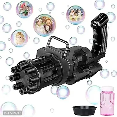 Amazing 8-Holes Gatling Gun Bubble Maker with 1 Solution Water Gun in Assured Color