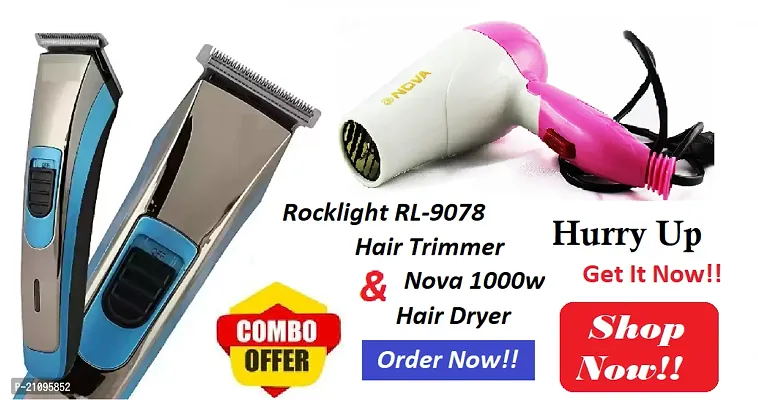 Jazz Up Your Style: The Rocklight RL-9088 Trimmer  Nova 1000w Hair Dryer Combo Pack - Your Ultimate Grooming Pal!-thumb0