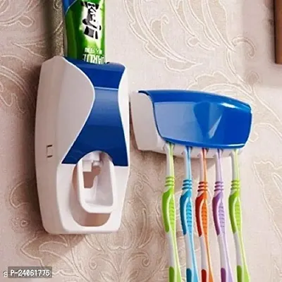 Automatic Toothpaste Dispenser Squeezer With Wall Mounted Toothbrush Holder-thumb0