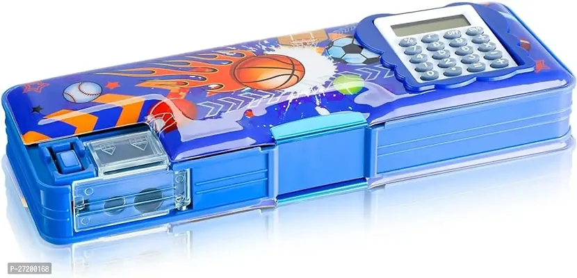 Multicolor Small Pencil Box With Calculator  Pencil Sharpener For Kids