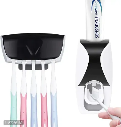 Toothbrush Holder with Cover Automatic Toothpaste Dispenser Set Dustproof