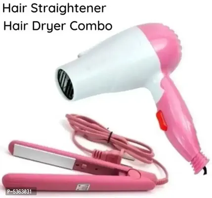 Nova Nv 1290 1000W Professional Hair Foldable Dryer And Nova 2 In 1 Hair Straightener And Curler Machine For Women Combo Pack Hair Styling Combs-thumb0