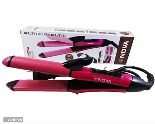 NEW NOVA HAIR STRAIGHTENER 2 IN 1 PINK COLORED BEAUTY SET FOR WOMEN MEN .