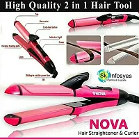 NEW NOVA HAIR STRAIGHTENER 2 IN 1 PINK COLORED BEAUTY SET FOR WOMEN MEN .-thumb2