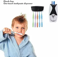 Toothbrush Holder with Cover Automatic Toothpaste Dispenser Set Dustproof (PACK OF 1)-thumb1
