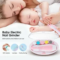 New Baby Nail File Electric Nail Trimmer with 6 Grinding Heads Safe for Newborn Baby Nail Clippers with Light (Blue/Pink)-thumb1