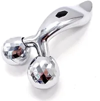 Silver Plastic Chrome Coated 3D Manual Roller Massager 360 Rotate Roller Face Body Massager For Women's-thumb3