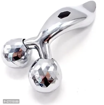 Silver Plastic Chrome Coated 3D Manual Roller Massager 360 Rotate Roller Face Body Massager For Women's-thumb4