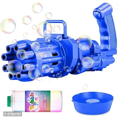 8 Hole Electric Gatling Bubble Gun for Kids with Soap Solution Indoor and Outdoor Toy for Bubble Maker Gun-thumb0