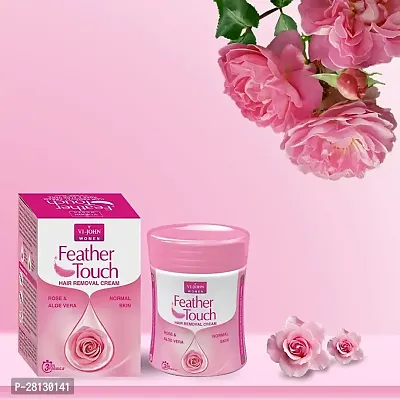 VI-JOHN Feather Touch Hair Removal Cream - Rose  Aloe Vera, For Normal Skin, 40gm-thumb0