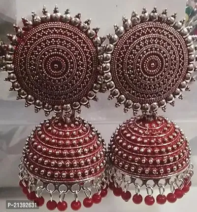 Maroon Bentex Artificial Beads Jhumkas Earrings For Women-thumb0