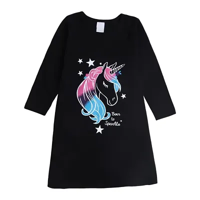 Buy Hopscotch Girls Cotton Full Sleeves Unicorn Printed Dress in