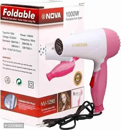NOVA NV-1290 1000 Watts Foldable Hair Dryer for Man and Women, pink and white-thumb0